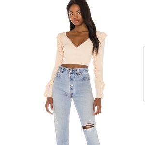 Tularosa ruffle wrap around sweater